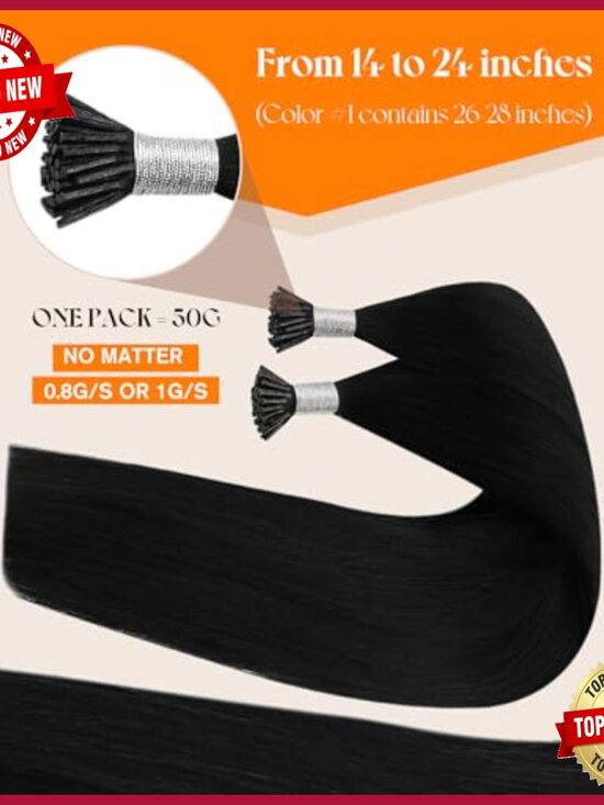 24 Inch Human Hair Extensions I-Tip Invisible Beads 50g main image 3